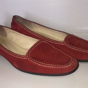 Kate Spade red suede loafers.